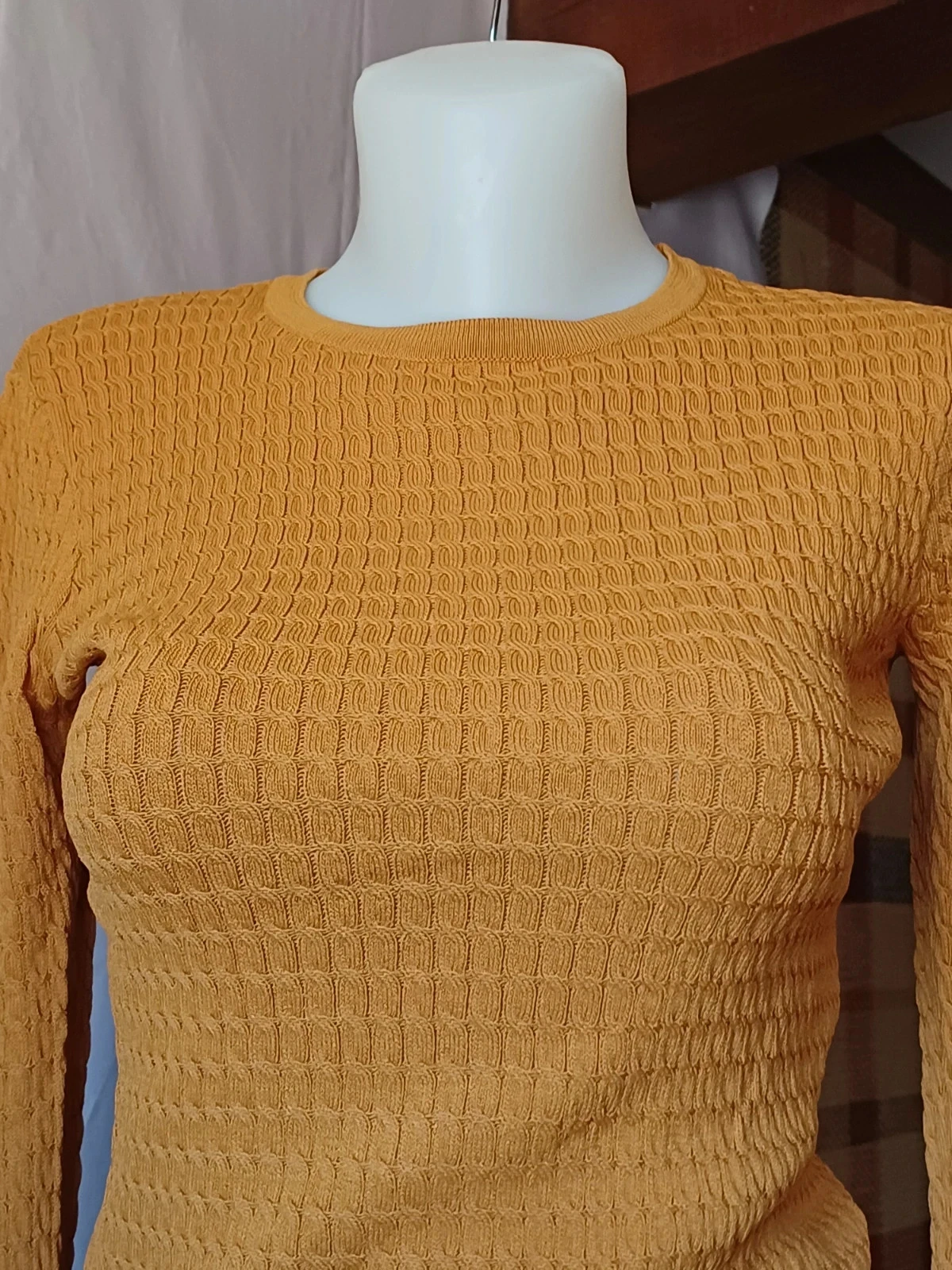 Suéter pequeno ocre mostarda Zara tamanho L – photo 12